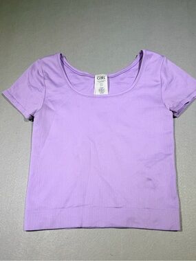 Athleta Girl Rise Above Rib Scoop Tee XL 14 Lilac Purple